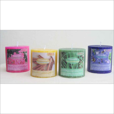 Art Candle - Various Sizes Seamless Cylindrical Design Vibrant Pink Yellow Blue Green Colors | Lavender Geranium Citronella Cinnamon Scents Stylish Aromatherapy Therapy