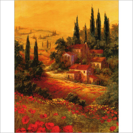 Outsider Art Toscano Valley Oil Painting