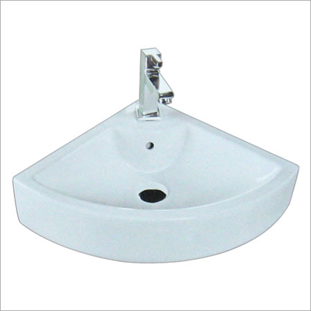 White Triangle Shape Wash Basin