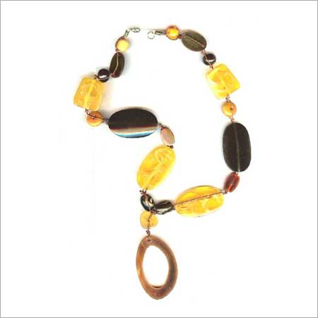 Yellow And Black 28 Inch Beaded Long Necklace