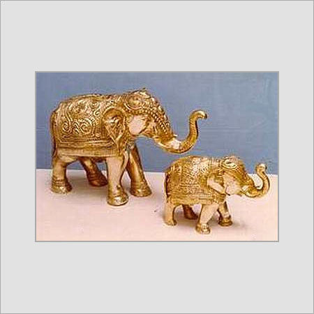 Golden Accurately Designed Brass Elephants