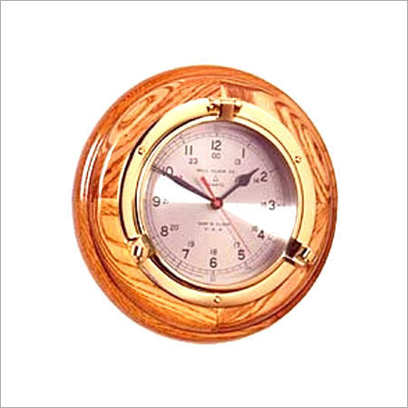 Brass On Wood Ship's Porthole Clocks -Smaller Version