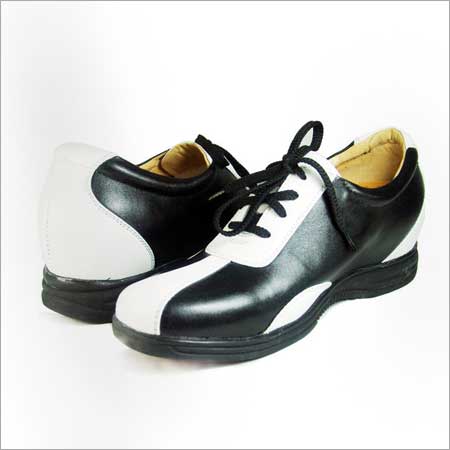 White-Black Height Increasing Leather Shoes