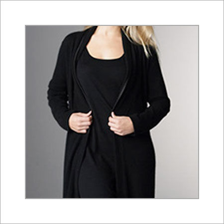 Plain Black Color Knitted Nightwear For Ladies
