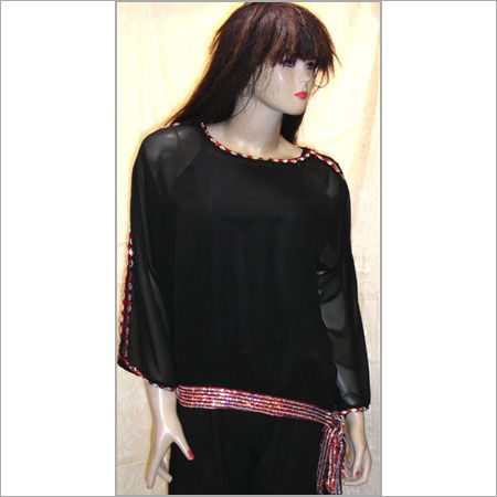 Breathable Black Color Kaftan Tops