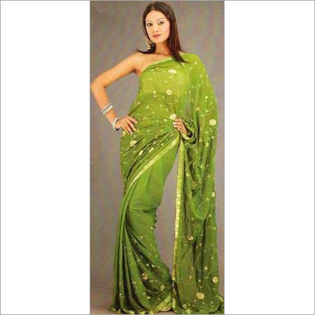 Green Color Chiffon Saree