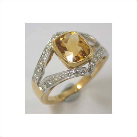 GOLD RING WITH DIAMOND & CITRINE