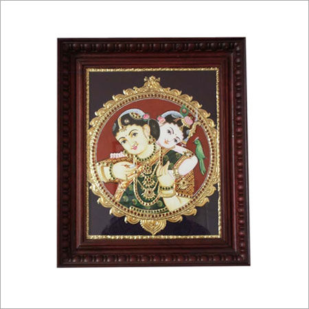 Baby Krishna With Mother Yashoda Traditional Tanjore Painting