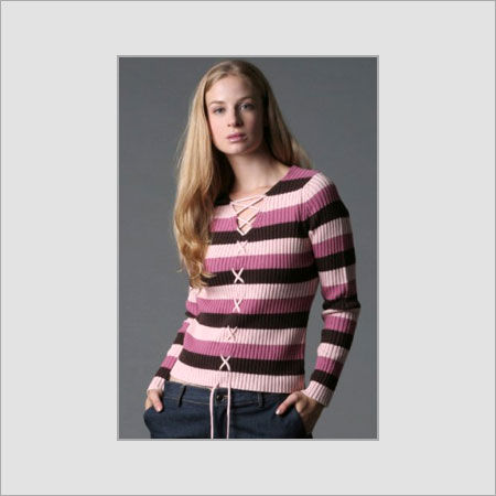 All Custom Color Full Sleeves Women Striped Sweater