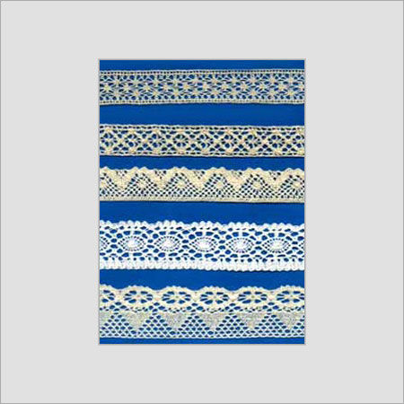 Blue Printed Cotton Crochet Laces 