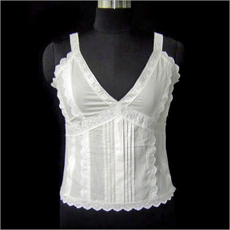 100% Cotton Cambric Blouse with Cotton Lace