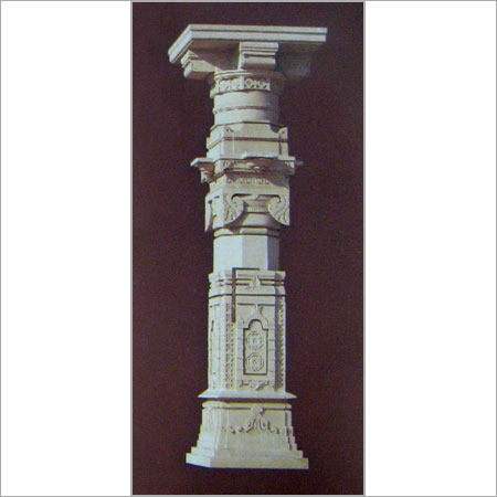 White Designer Handcrafted Stone Pillar