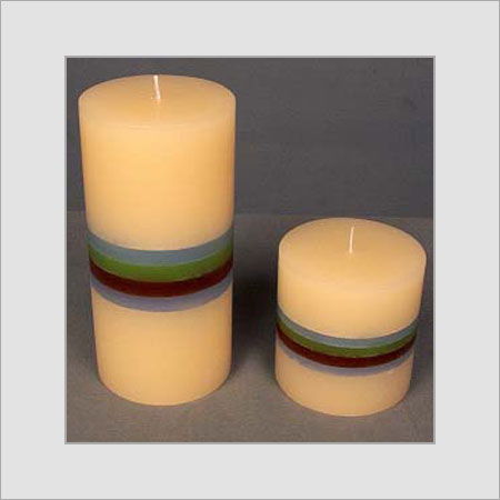 Paraffin Wax Designer Striped Pillar Candle