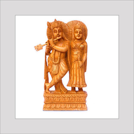 Krishna and Radha Wooden Figures