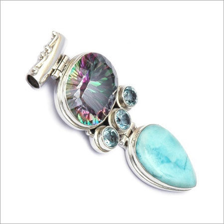 Larimar, Mystic Topaz And Blue Topaz Pendant Size: Vary