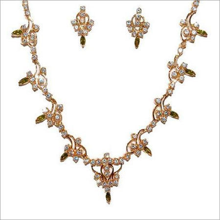 Polished American Diamond Necklace Set Excellent