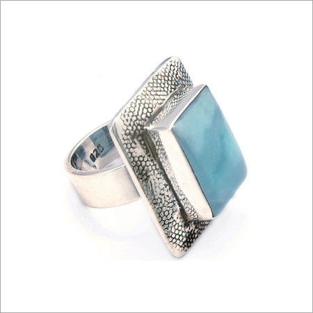 Square Shape Larimar 925 Sterling Silver Ring Size: Vary