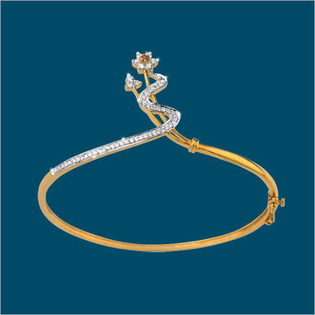 Fashion Diamond Kada With Gold Plated 