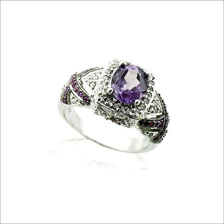 Diamond Rings With Studded Gemstones Excellent