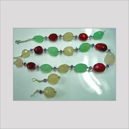 Various Colors Are Available Silver Stone Beaded Necklaces