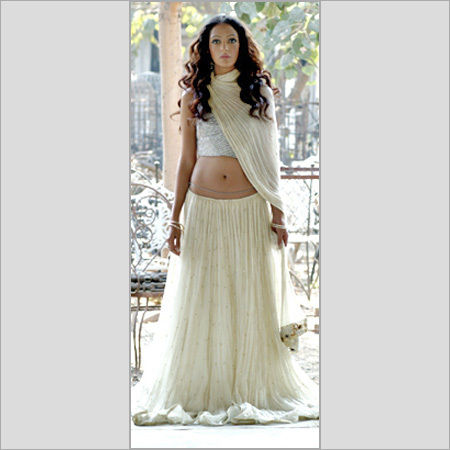 White Color Silk Skirts