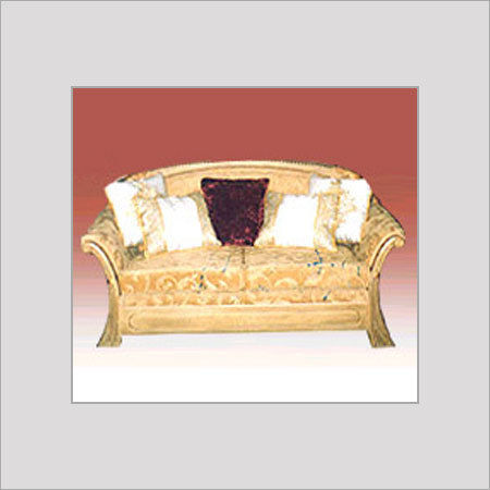 Hand-Carved Wood Sofa - Sleigh Shape, Two-Seater Design with Aesthetic Patterns and Comfort Features