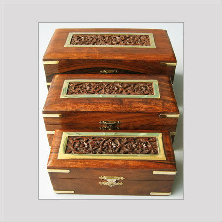 Set Of Three Wooden Jewellery Box