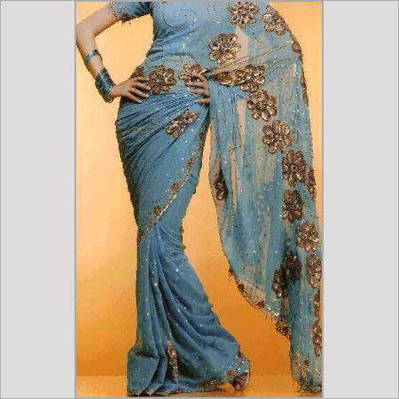 Available In Various Colors Womens Fancy Embroidered Sarees