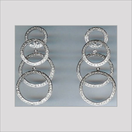 Silver Earrings With Studded Zircon  Gender: Women