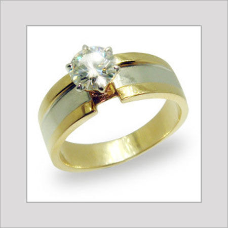 Two Tone Mens Solitaire Ring