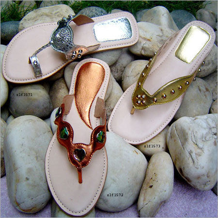 Designer Ladies Metallic Leather Slippers