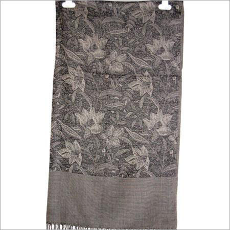 Grey Motif And Flower Embroidered Woolen Shawls