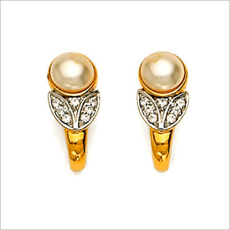 Diamond Studded Gold Earrings