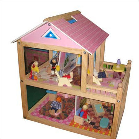 Kids Wooden Doll House - Wooden Material, Two Floors with Mini Furniture Sets, Lightweight and Entertaining for Creative Play