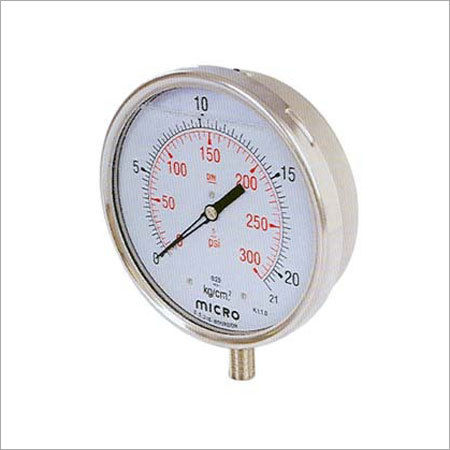 Glycerin Filled Pressure Gauges - SS 304 / SS 316 Body, 63mm to 250mm Dial Sizes | Vibration Dampening, Over Load Protection, Extended Lifespan