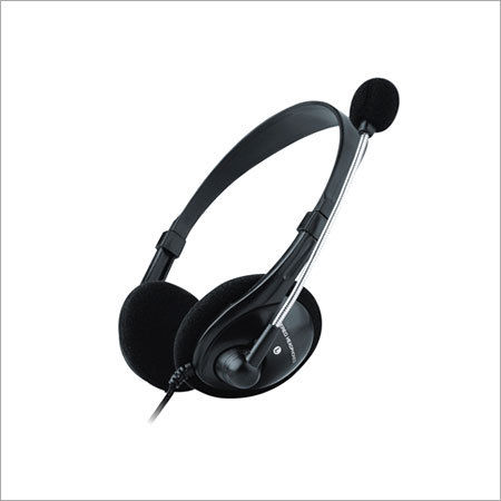 Black Computer Wired Headphone With Mic