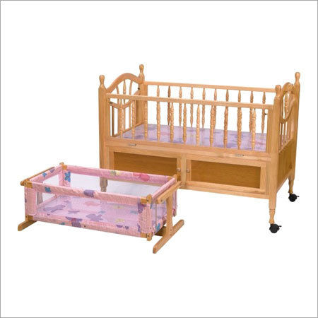 Natural Handcrafted Pine Wood Baby Cot