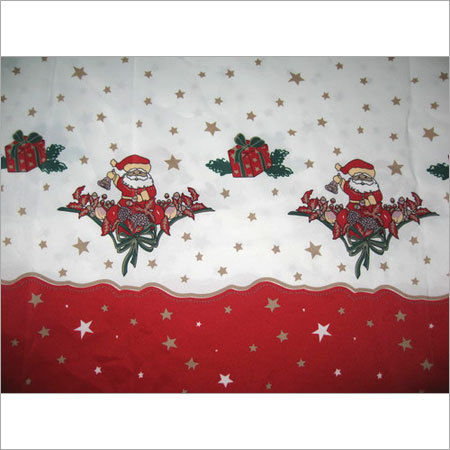 Red-White Santa Print Table Cloth