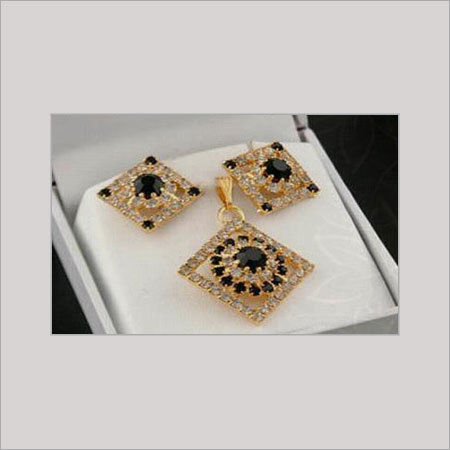 Round Square Shaped Gemstone Studded Pendant