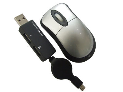 3 In 1 Mini Optical Mouse With Laser Pointer And Two Port Usb Hub Application: Computers