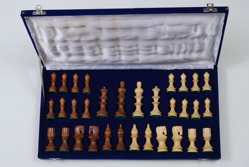 Superb Carved Golden Rosewood Chess Set