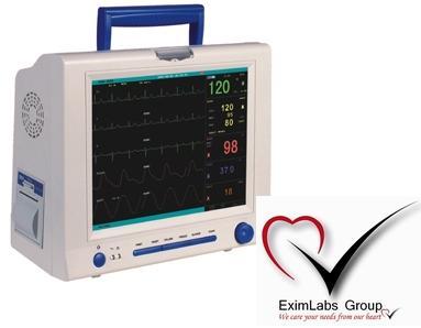 Hospital Use Patient Monitor - 12.1" TFT LCD Screen, 800 * 600 Resolution | ECG, Heart Rate, Non-invasive Blood Pressure, Oxygen Saturation, Multi-Arrhythmia Analysis, Dual Temperature Function