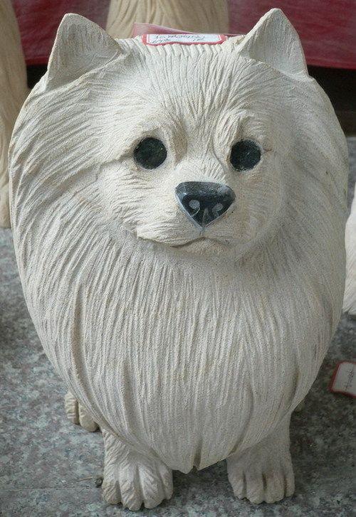 Granite Cute White Puppy Sculpture