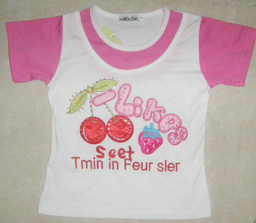 Girls Sweet White And Pink T-Shirt Age Group: Children