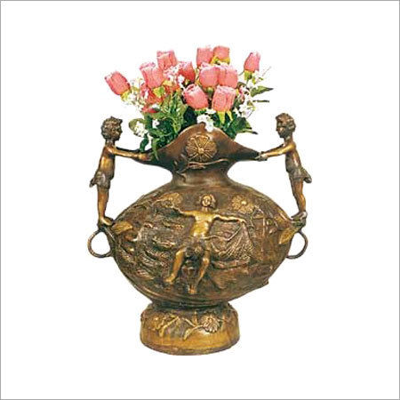 Polishing Brass Boy Metal Planter