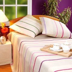 Organic Striped Bedspread Set Thread Count: Vary