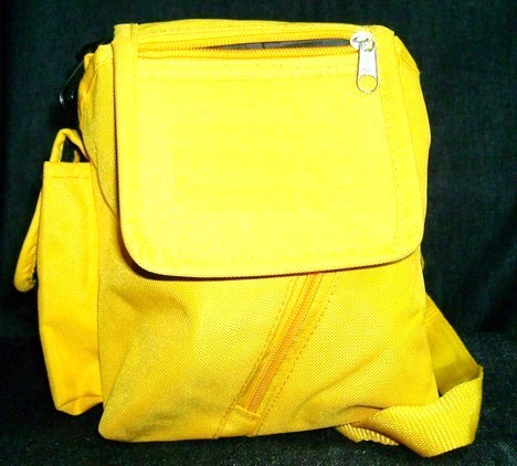 Travelers Pouch - High-Quality Fabric, 8"x5", Yellow/Blue/Red | Multi-Pockets, Secure Storage, Easy Carrying, Belt Loops, Shoulder Strap