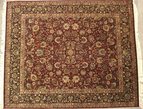 Square Dark Red Hand Knotted Carpet