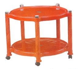 Red Five Leg Plastic Trolley Table