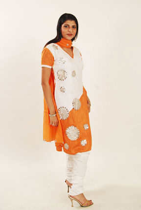 Orange And White Kurta